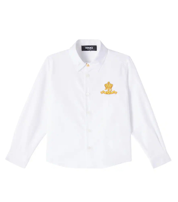  Versace Kids Versace Kids Barocco Crown Cotton Oxford Shirt 