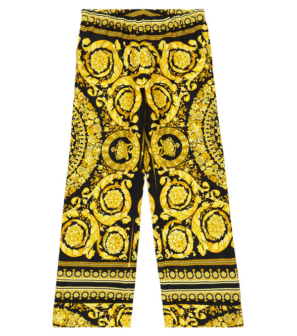  Versace Kids Versace Kids Barocco Wide-leg Silk Twill Pants 