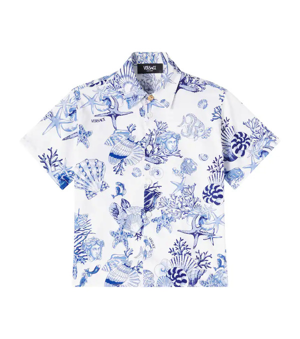  Versace Kids Versace Kids Coral Theatre Cotton Poplin Shirt 