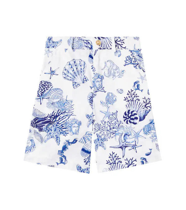  Versace Kids Versace Kids Coral Theatre Cotton Poplin Shorts 