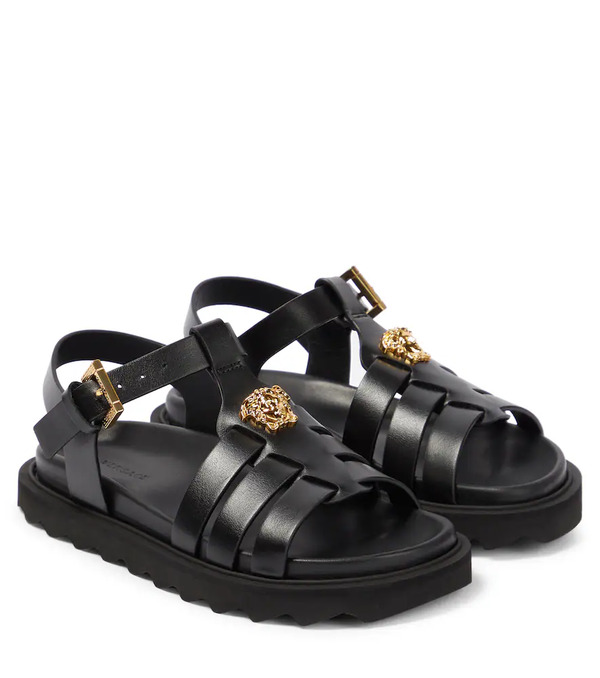  Versace Kids Versace Kids La Medusa Leather Sandals 