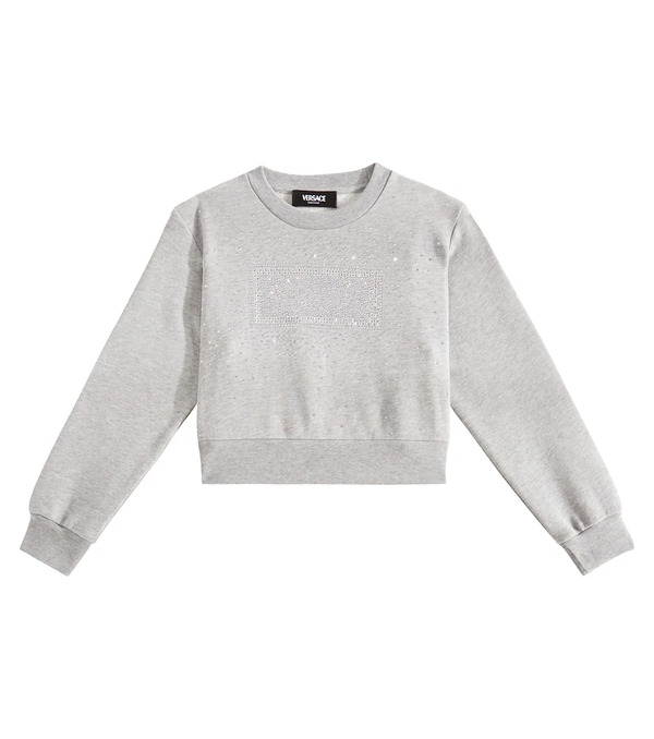  Versace Kids Versace Kids Logo Embellished Cotton Sweatshirt 