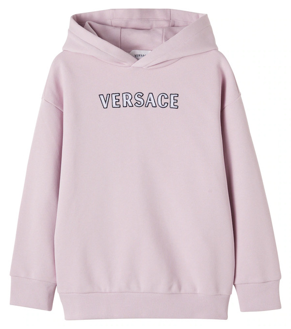  Versace Kids Versace Kids Logo Embroidered Cotton Jersey Hoodie 