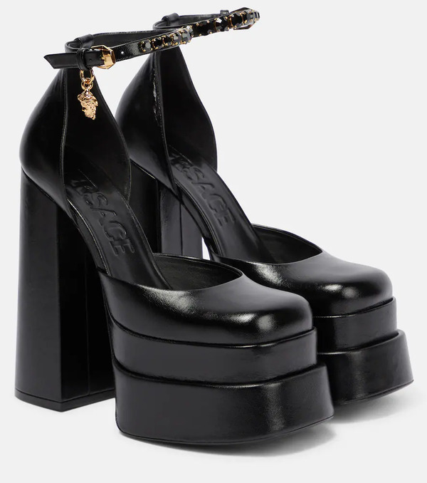  Versace Versace Medusa Aevitas Leather Platform Pumps 