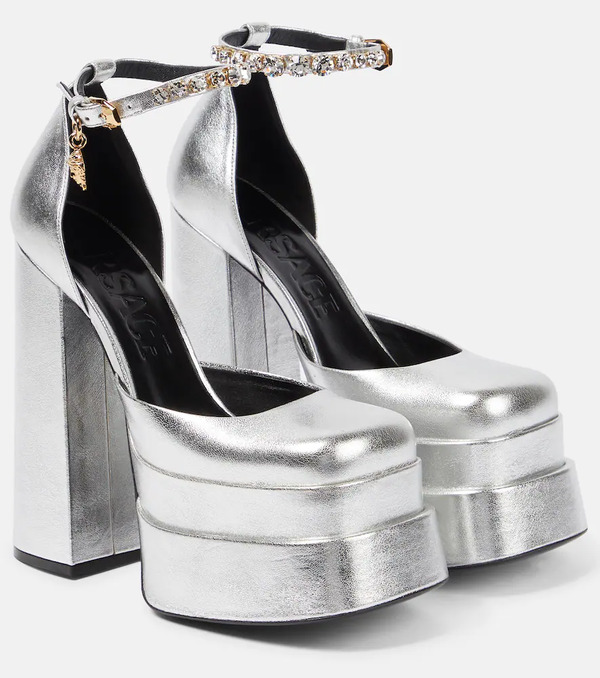  Versace Versace Medusa Aevitas Leather Platform Pumps 