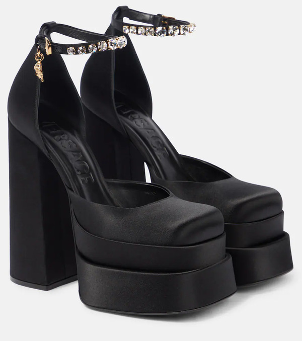  Versace Versace Medusa Aevitas Satin Platform Pumps 