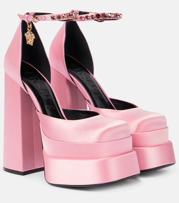  Versace Versace Medusa Aevitas Satin Platform Pumps 
