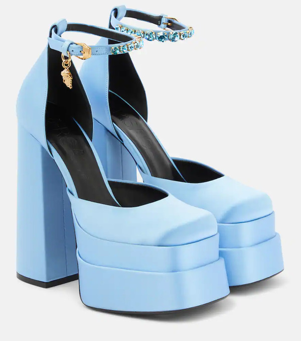  Versace Versace Medusa Aevitas Satin Platform Pumps 