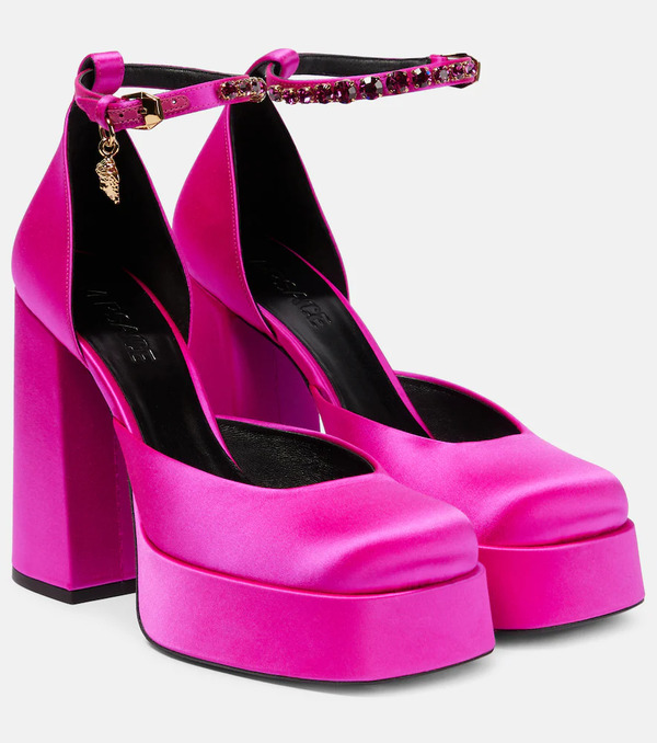  Versace Versace Medusa Aevitas Satin Platform Pumps 