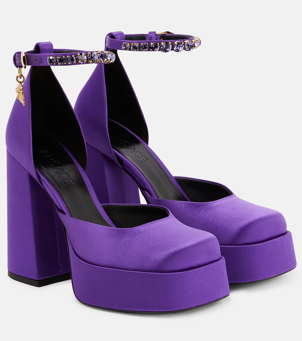  Versace Versace Medusa Aevitas Satin Platform Pumps 