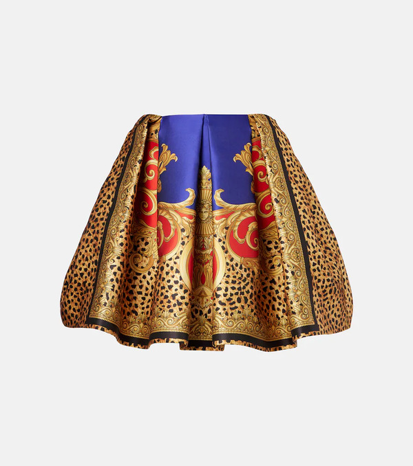  Versace Versace Pleated Printed Satin Miniskirt 