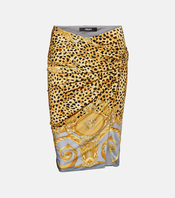  Versace Versace Printed Gathered Jersey Miniskirt 