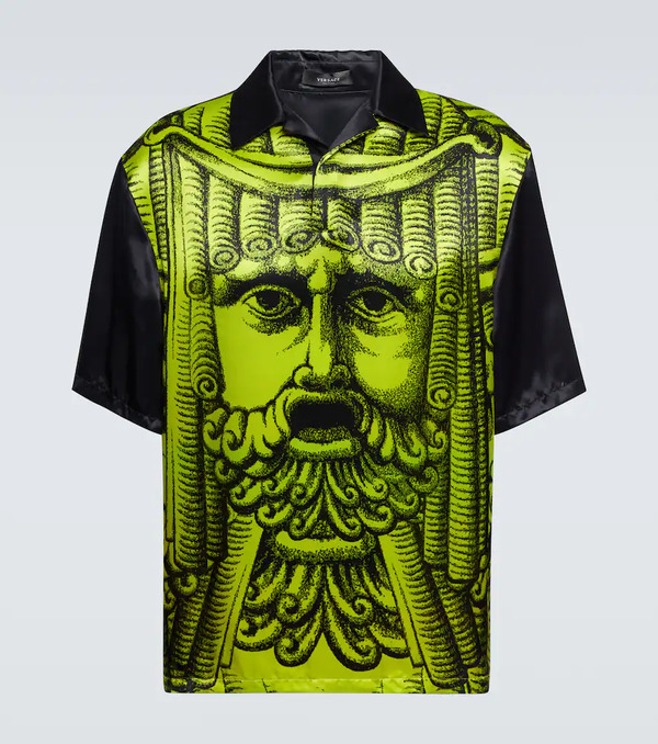  Versace Versace Printed Satin Bowling Shirt 
