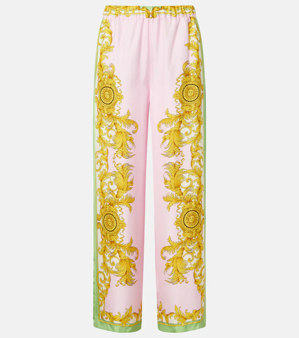  Versace Versace Printed Silk Twill Wide-leg Pants 