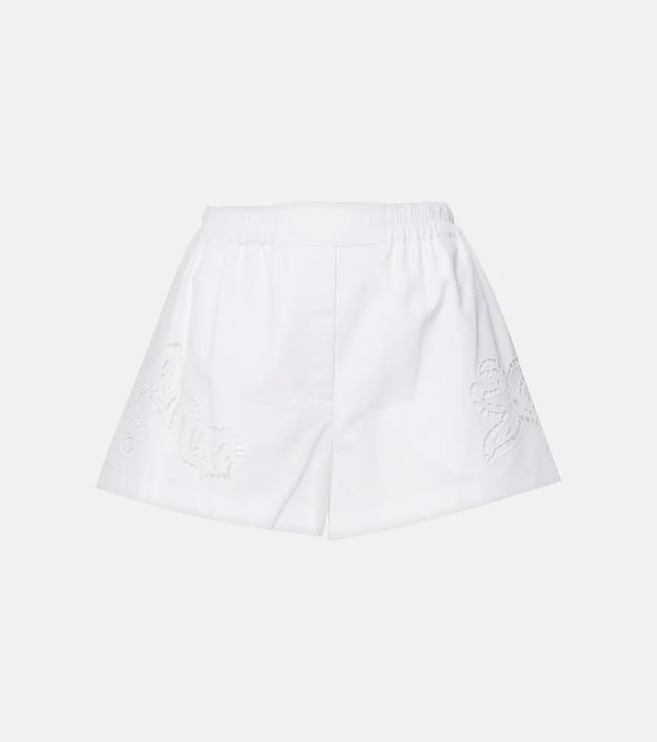  Versace Versace Sangallo Embroidered Cotton Poplin Shorts 