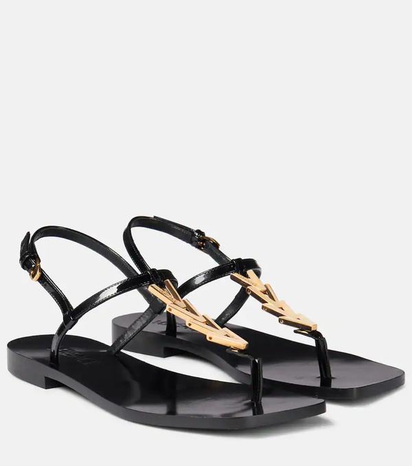  Versace Versace V2025 Chain Leather Thong Sandals 