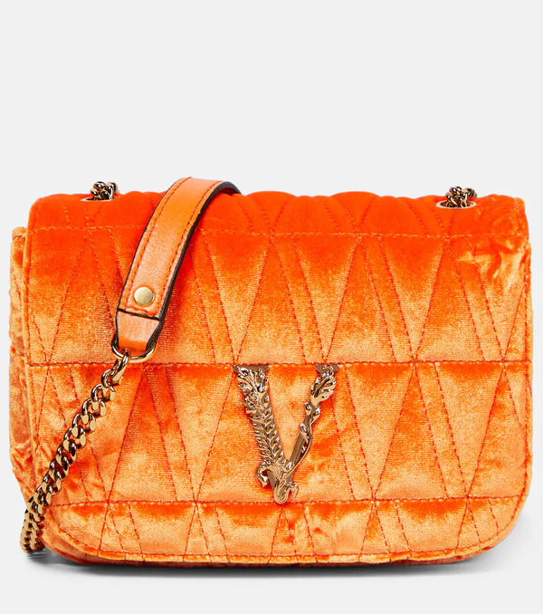  Versace Versace Virtus Small Velvet Shoulder Bag 