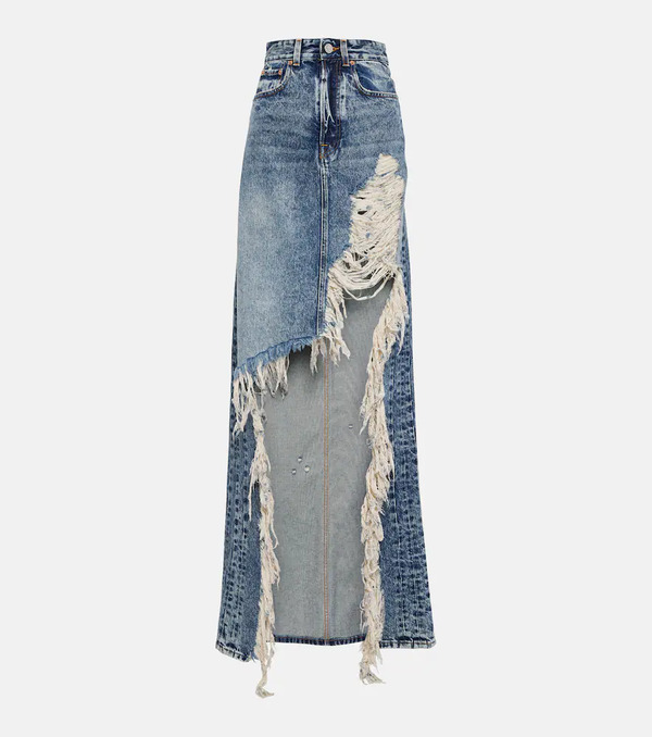  Vetements Vetements Distressed Denim Maxi Skirt 