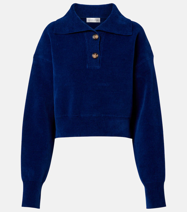  Victoria Beckham Victoria Beckham Cropped Cotton-blend Velvet Sweatshirt 