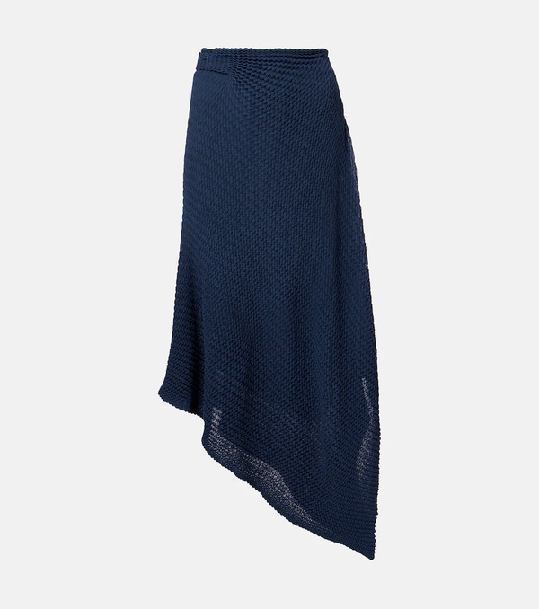  Victoria Beckham Victoria Beckham Draped Knitted Cotton-blend Midi Skirt 