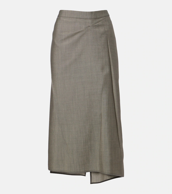  Victoria Beckham Victoria Beckham Draped Wool And Mohair Midi Skirt 