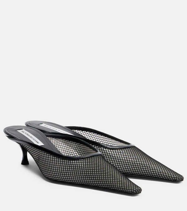  Victoria Beckham Victoria Beckham Leather-trimmed Mesh Mules 