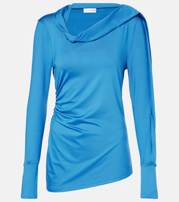 Victoria Beckham Victoria Beckham Ruched Asymmetric Jersey Top 