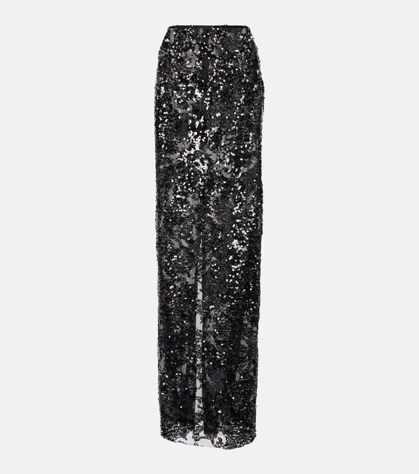  Victoria Beckham Victoria Beckham Sequined High-rise Tulle Maxi Skirt 