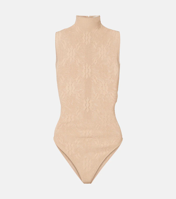  Victoria Beckham Victoria Beckham Sheer High-neck Lace Bodysuit 