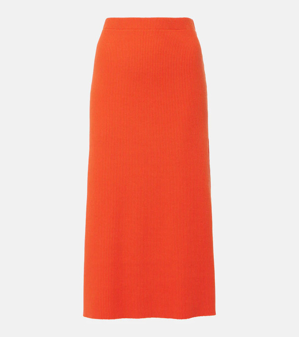 Vince Vince Ribbed-knit Cotton-blend Midi Skirt 