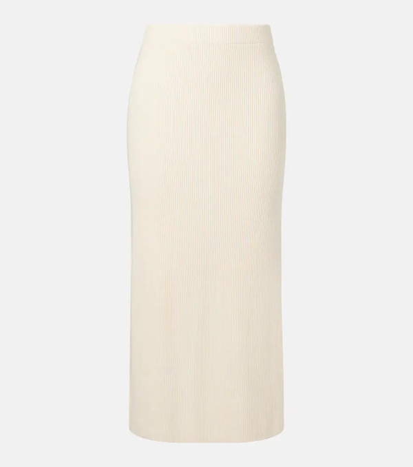  Vince Vince Ribbed-knit Cotton-blend Midi Skirt 