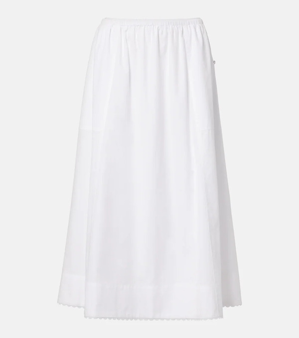  Vince Vince Scalloped Cotton Poplin Midi Skirt 
