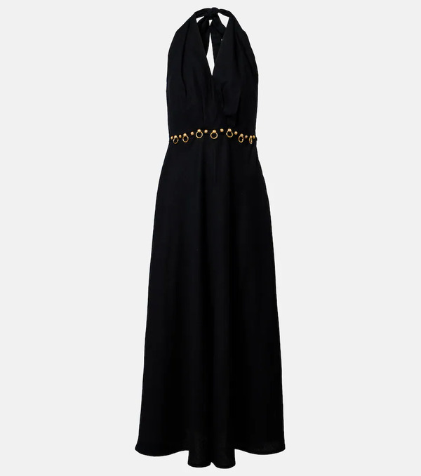  Vix Paula Hermanny Vix Paula Hermanny Hailey Halterneck Linen-blend Midi Dress 
