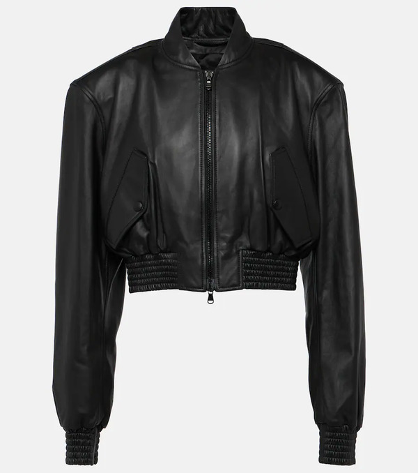  Wardrobe.nyc Wardrobe.nyc Cropped Leather Bomber Jacket 