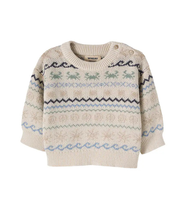  Wheat Wheat Baby August Cotton Jacquard Sweater 