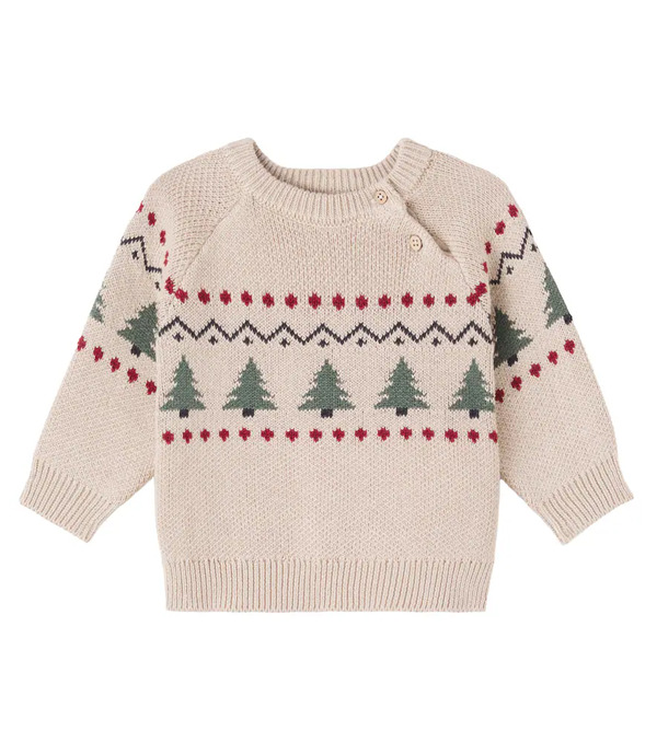  Wheat Wheat Baby Balou Cotton Jacquard Sweater 