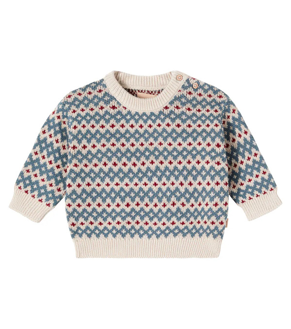 Wheat Wheat Baby Harlow Jacquard Cotton Sweater 