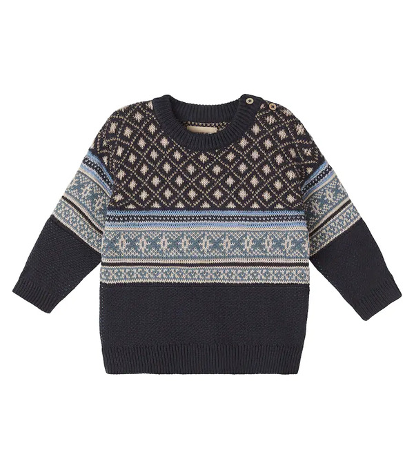  Wheat Wheat Baby Julius Jacquard Cotton Sweater 
