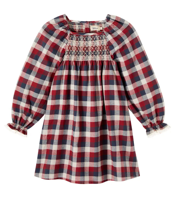  Wheat Wheat Bella Checked Smocked Cotton Dress 