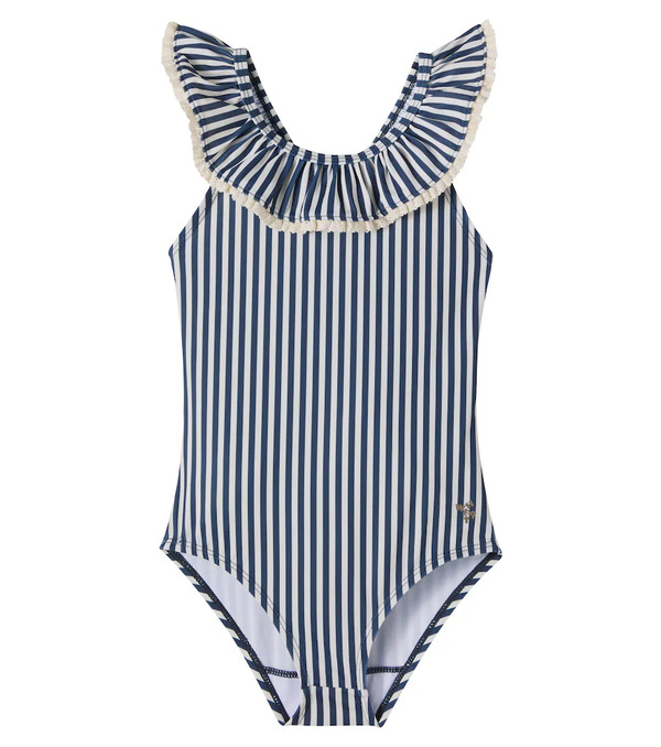  Wheat Wheat Doris Ruffled Striped Swimsuit 