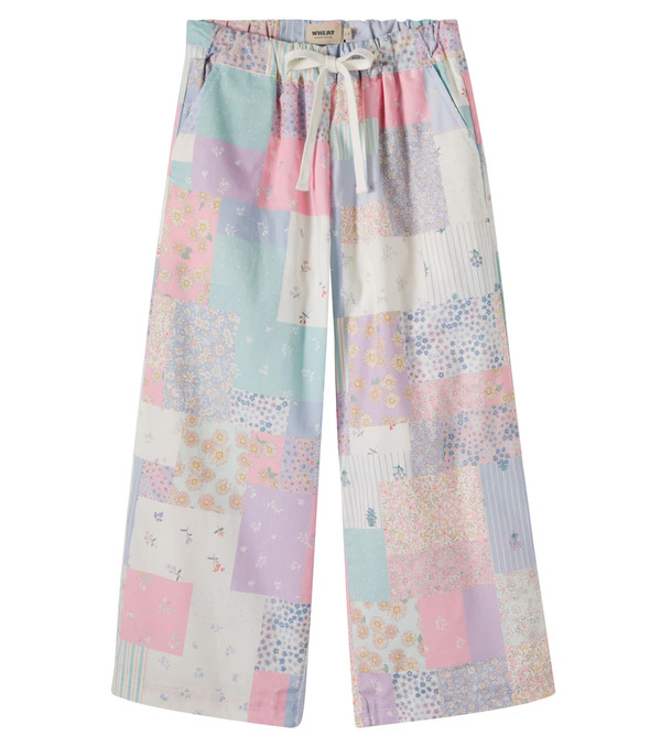  Wheat Wheat Sasha Patchwork Cotton Wide-leg Pants 