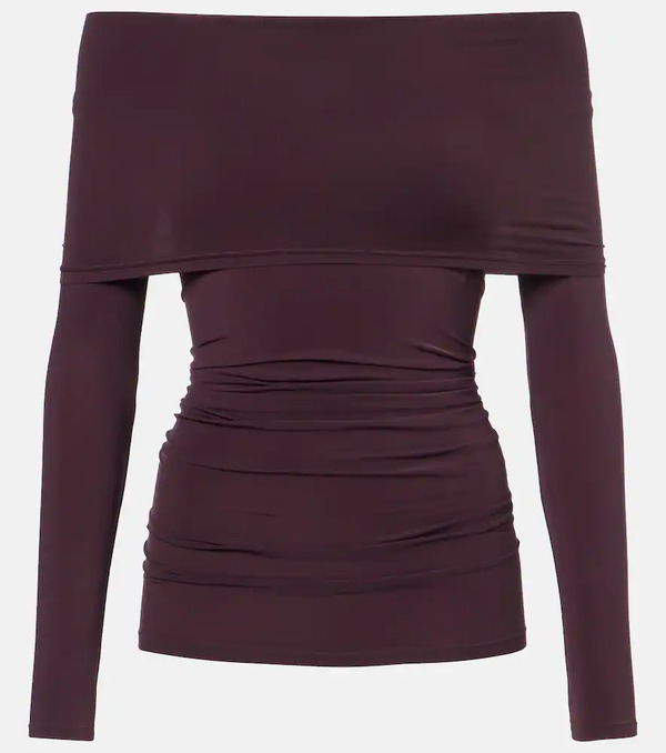  Wolford Wolford Ruched Semi-sheer Off-shoulder Top 
