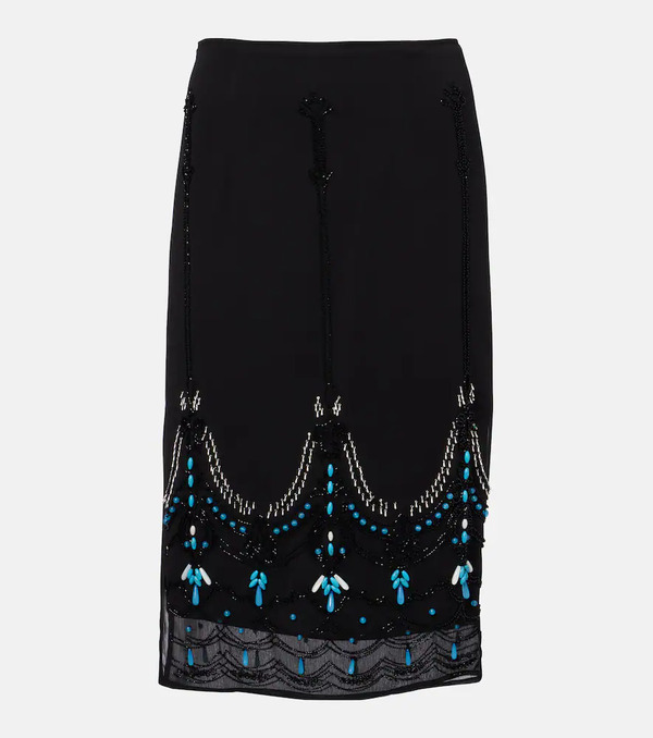  Xu Zhi Xu Zhi Beaded Jersey Midi Skirt 