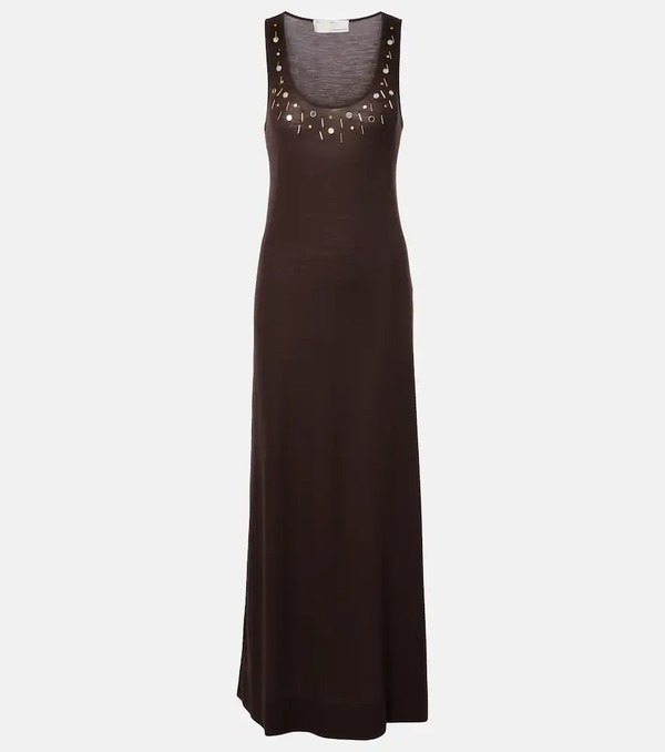 Xu Zhi Xu Zhi Embellished Wool-blend Maxi Dress 