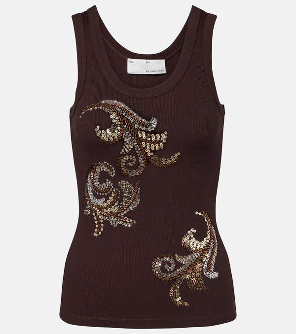  Xu Zhi Xu Zhi Ribbed-knit Sequined Tank Top 