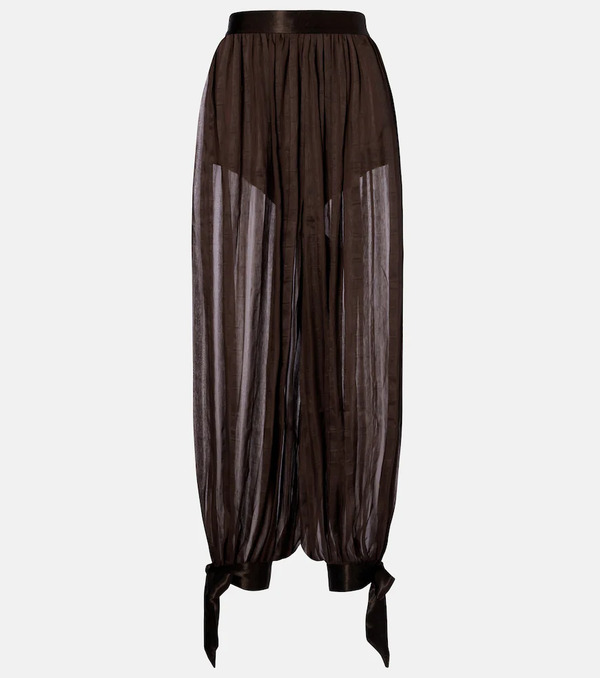  Xu Zhi Xu Zhi Striped Silk-blend Wide-leg Pants 