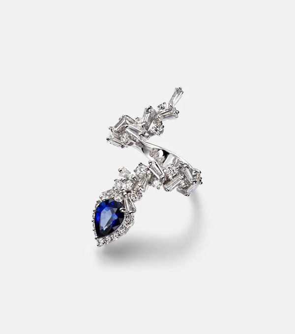  Yeprem Yeprem Reign Supreme 18kt White Gold Ring With Diamonds And Sapphire 