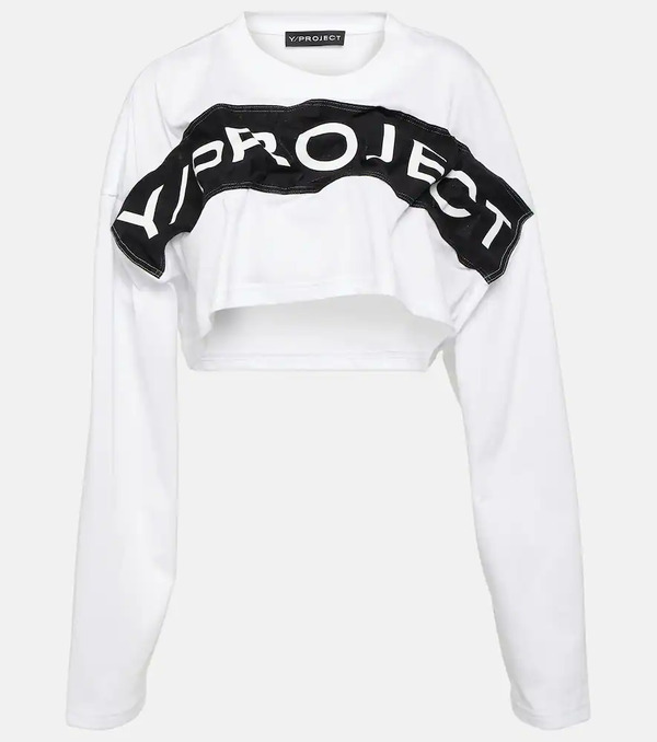 Y/project Y/project Logo Cotton Jersey Crop Top 