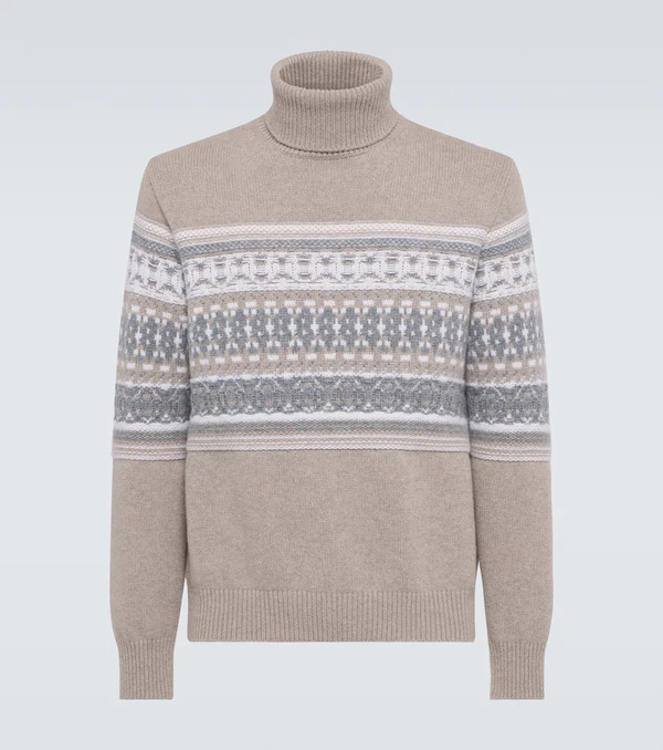  Zegna Zegna Jacquard Cashmere Turtleneck Sweater 