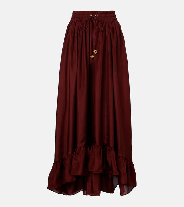  Zimmermann Zimmermann Aster Gathered Silk Habotai Maxi Skirt 